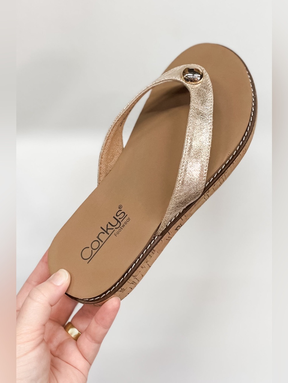 Corkys Footwear Off The Deep End Thong Flip Flop Sandals Gold